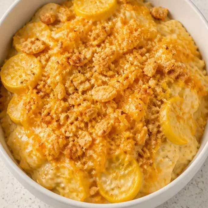 Southern Squash Casserole with Buttery Cracker Topping Southern Squash Casserole