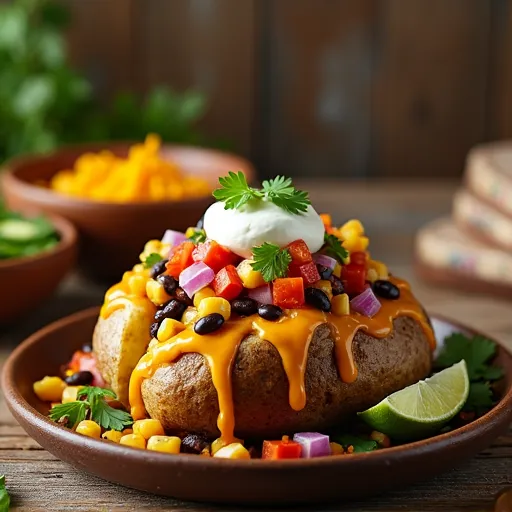 Southwest Black Bean and Corn Loaded Potato