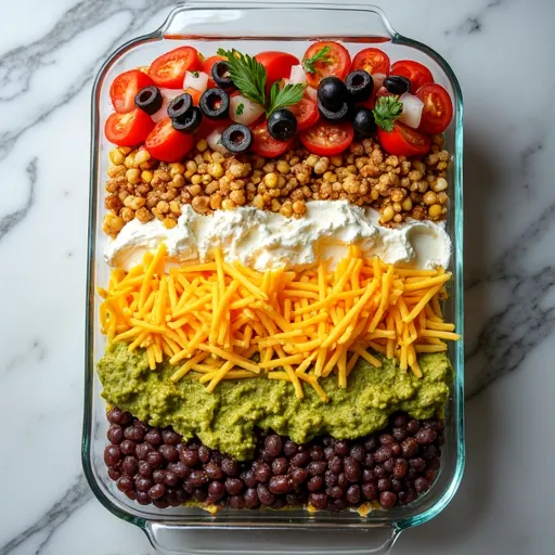 Southwest Black Bean and Corn Seven Layer Fiesta