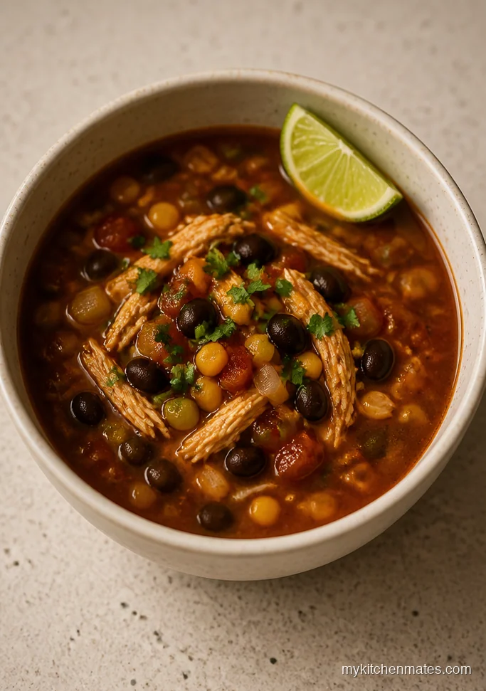 Southwest Chicken Vegetable Soup with Black Beans