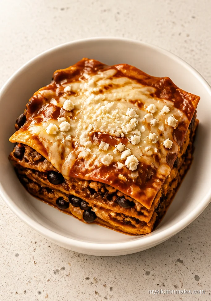Southwestern Beef and Black Bean Tortilla Casserole