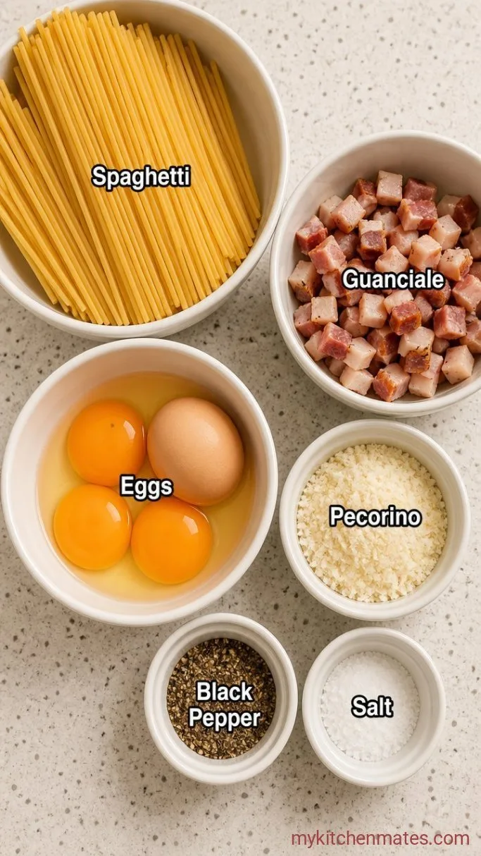 Classic Spaghetti Carbonara (No Cream, Just Silky Eggs & Cheese) Ingredients