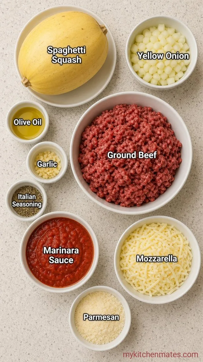 Easy Cheesy Spaghetti Squash Boats Ingredients