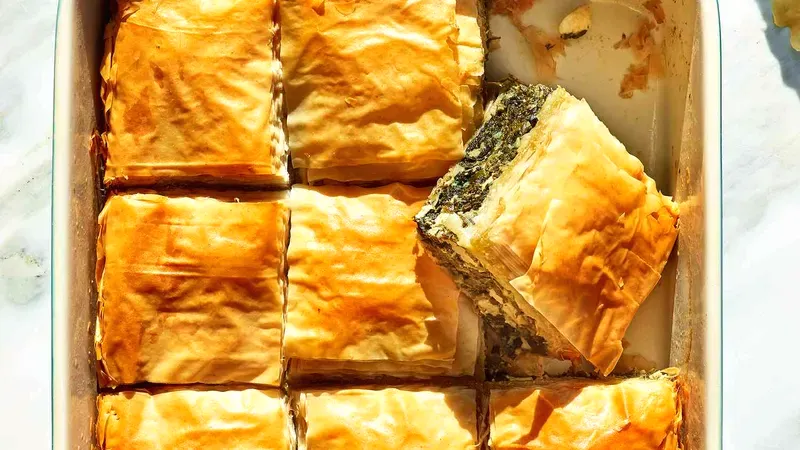 Golden, Flaky Spanakopita (Greek Spinach Pie) Food photo of Spanakopita (Spinach Pie)