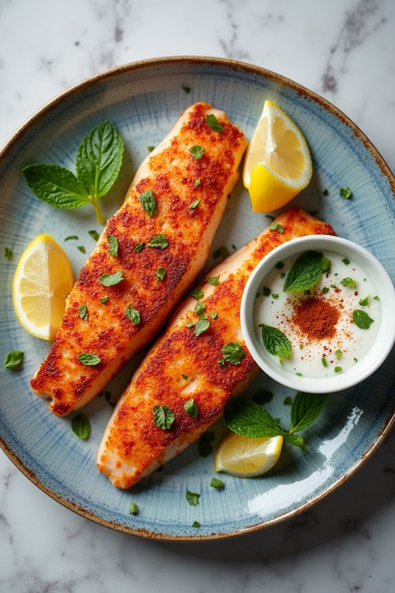 spiced catfish with raita