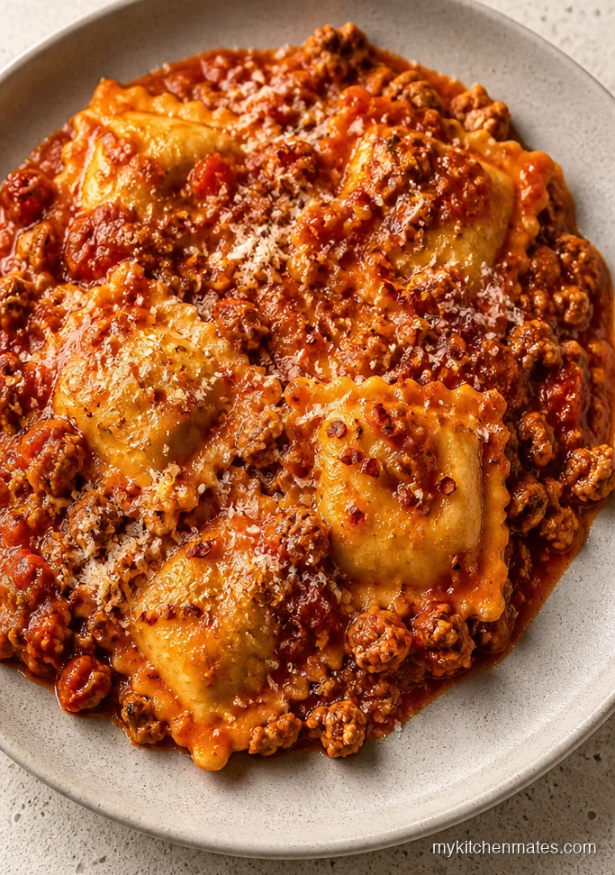 Spicy Arrabbiata Ravioli with Turkey Sausage