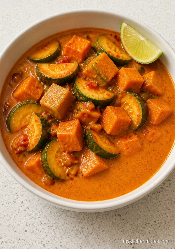 Spicy Coconut Sweet Potato Zucchini Curry