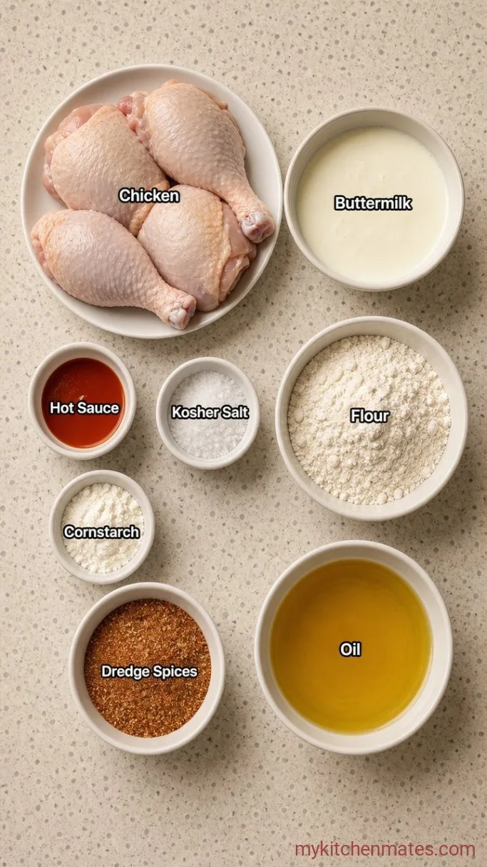 Crispy Spicy Fried Chicken (No Deep Fryer Needed) Ingredients