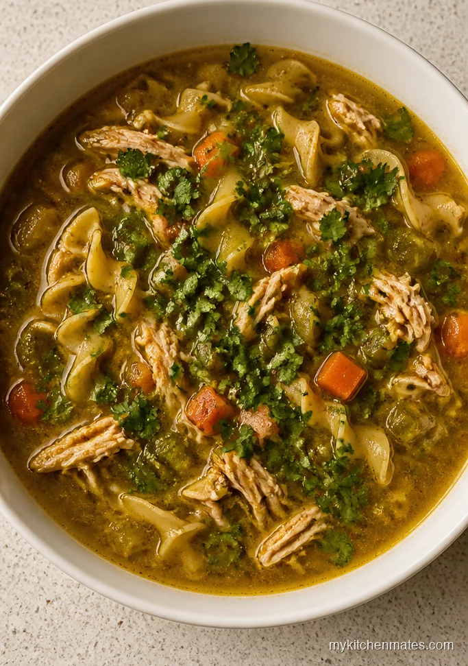 Spicy Green Chile Chicken Noodle Soup