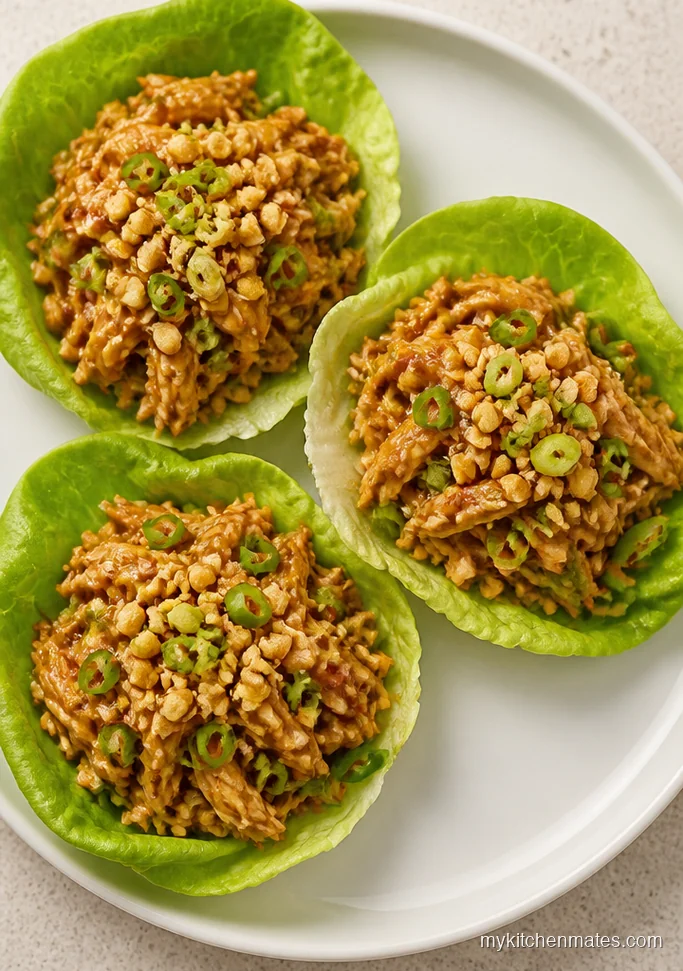 Spicy Peanut Chicken Lettuce Wraps