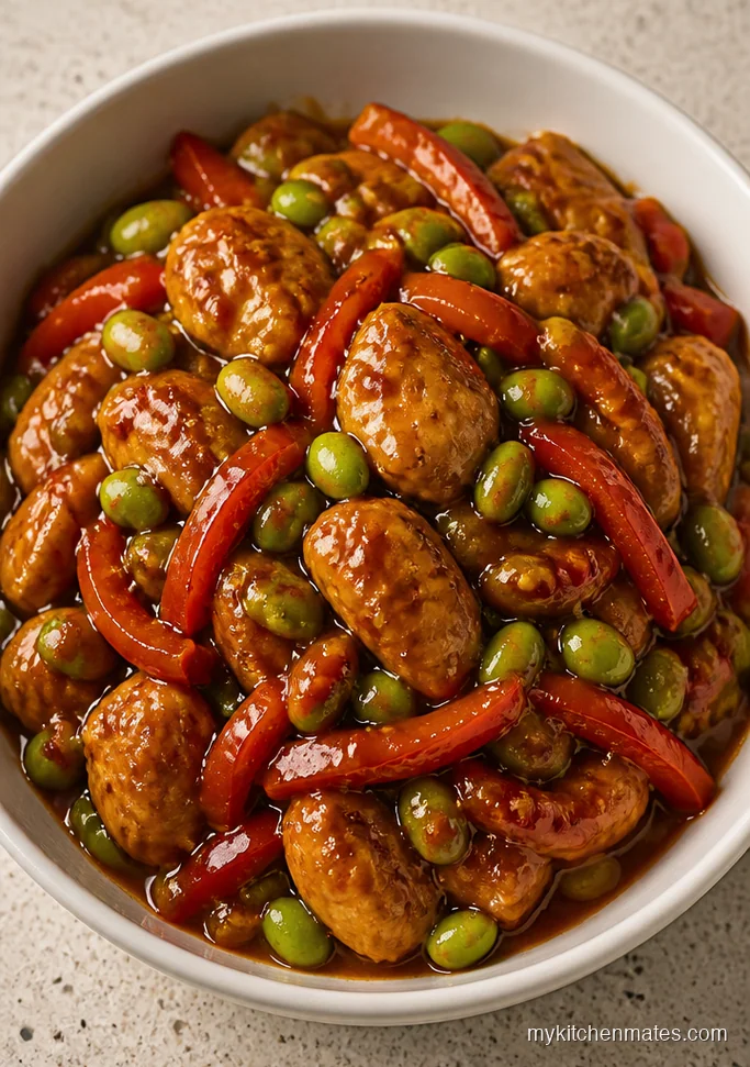 Spicy Peanut Chicken with Edamame