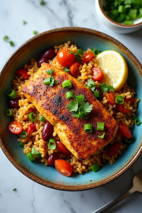 spicy catfish and beans