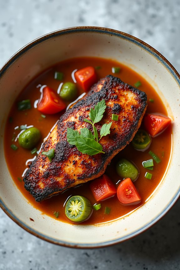 spicy catfish with okra