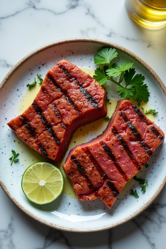spicy citrus flavored tuna steaks