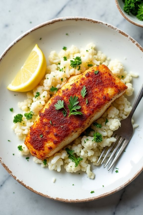 spicy fish with cauliflower
