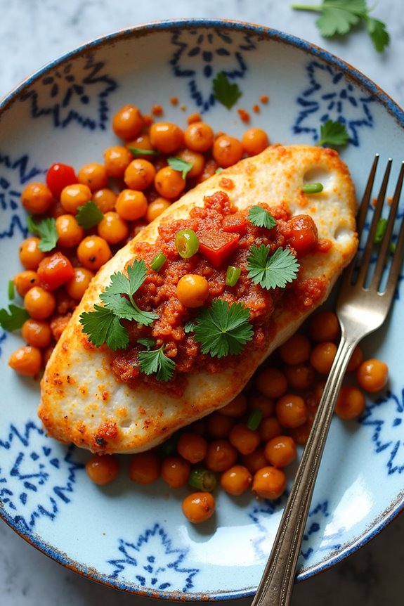 spicy swordfish with chickpeas