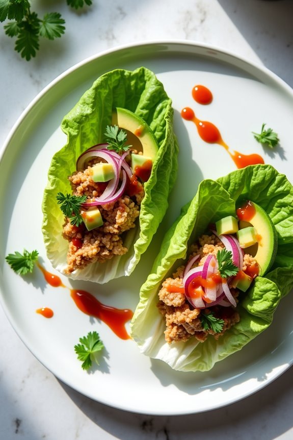 spicy tuna lettuce wraps