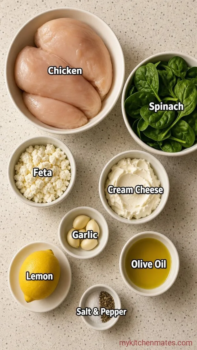 Juicy Spinach and Feta Stuffed Chicken Ingredients