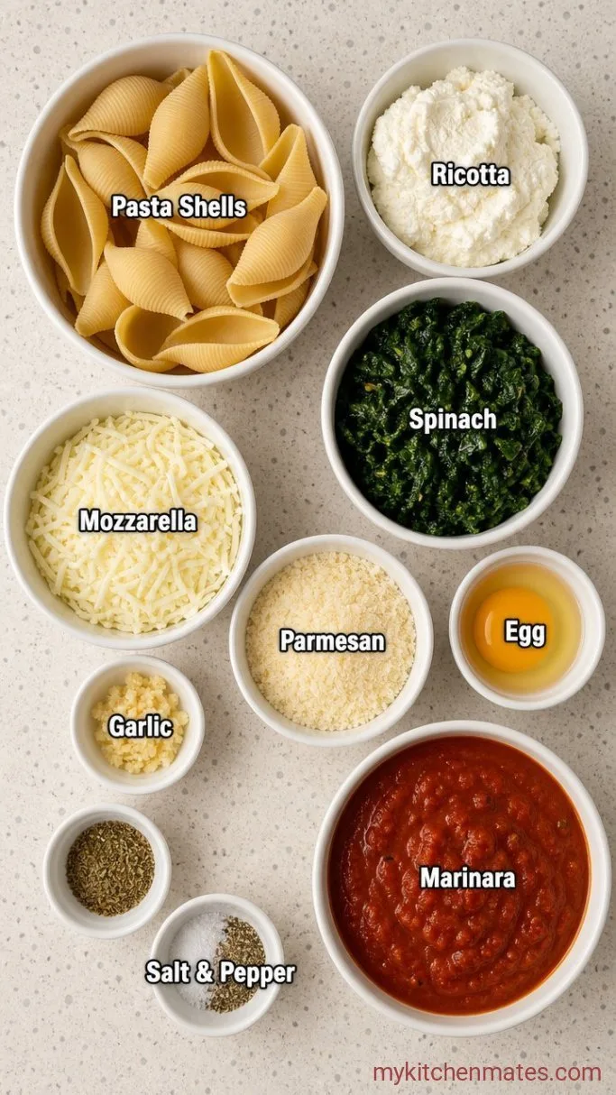 Creamy Spinach and Ricotta Stuffed Shells Ingredients