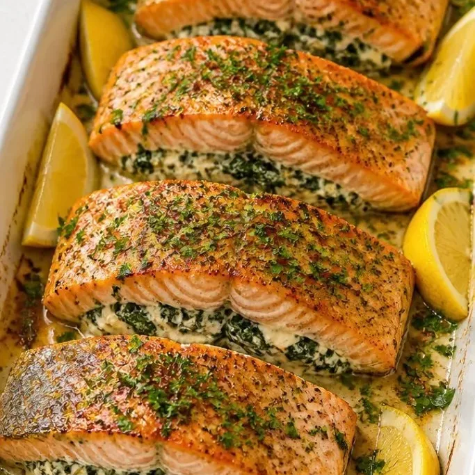 Easy Spinach Stuffed Salmon (Ready in 35 Minutes) Spinach Stuffed Salmon