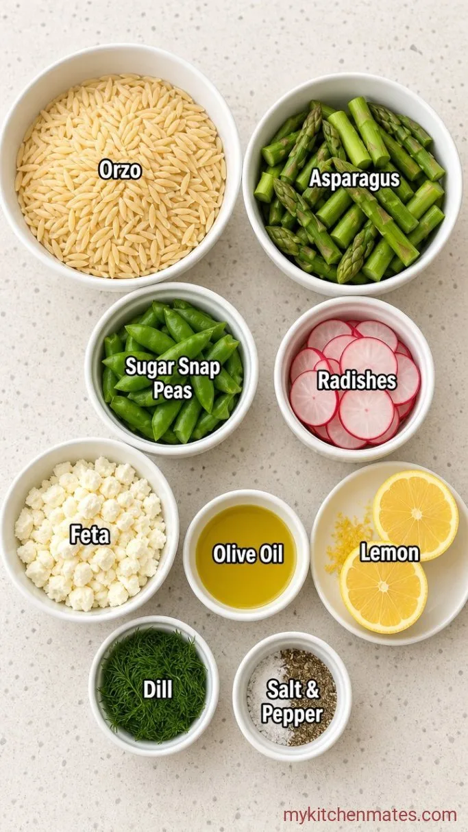 20-Minute Spring Pasta Salad with Lemon-Dill Vinaigrette Ingredients