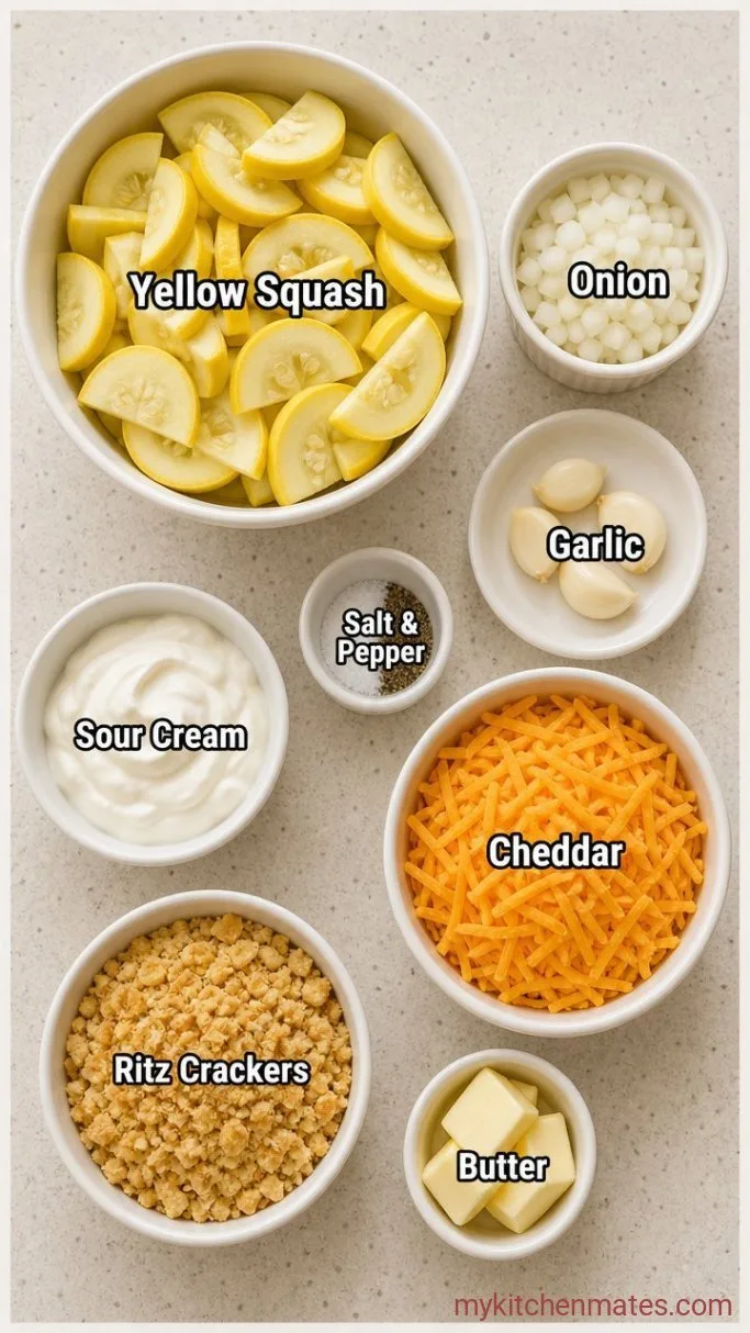 Classic Squash Casserole with Ritz Crackers Ingredients