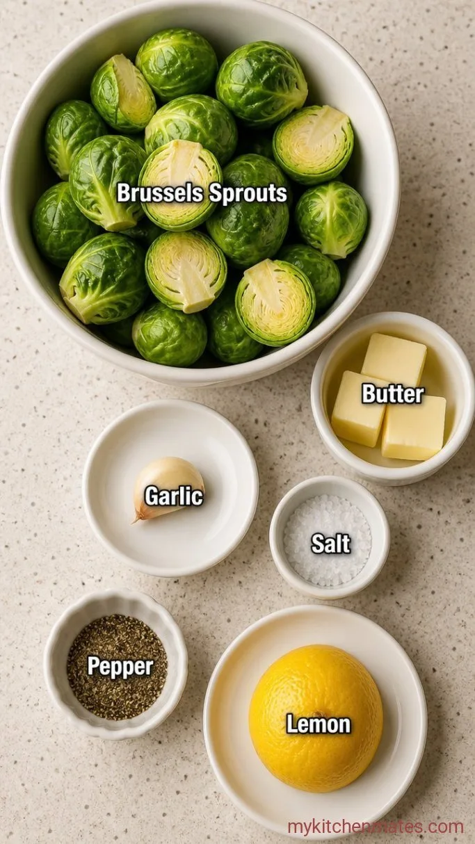Tender Steamed Brussels Sprouts with Garlic Butter Ingredients
