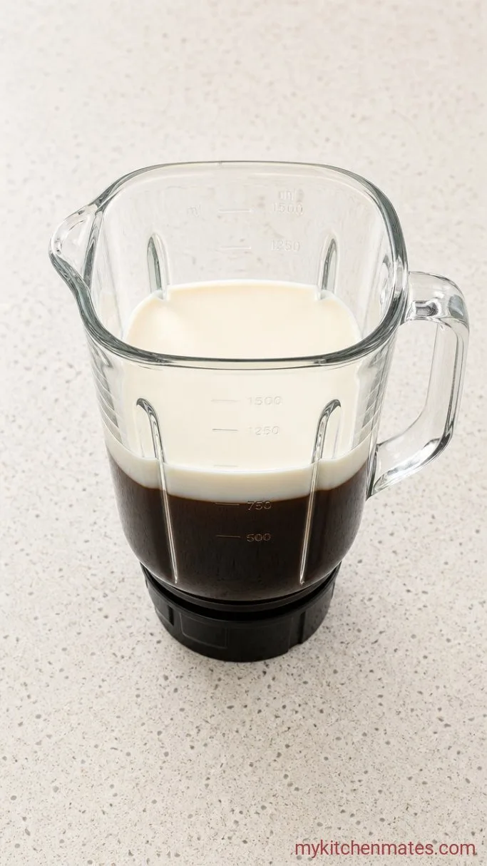 5-Minute High Protein Coffee Step 1: Add the Coffee and Milk