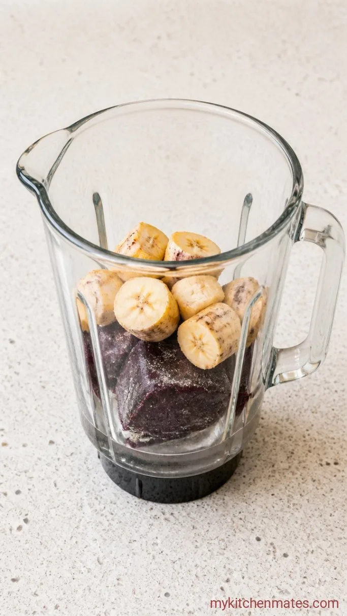 Quick 3-Ingredient Acai Berry Smoothie Step 1: Add the Liquid Base