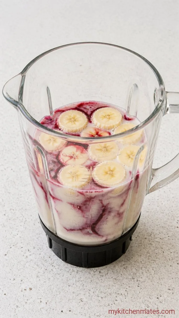 Step 1: Add the Liquids and Banana
