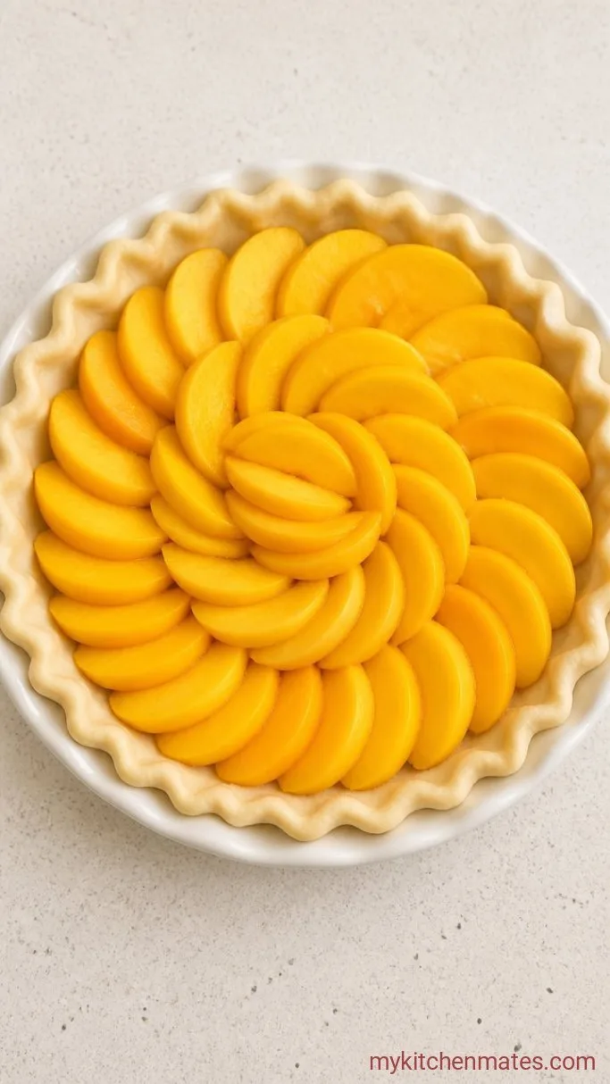 Step 1: Arrange the Peaches in the Crust