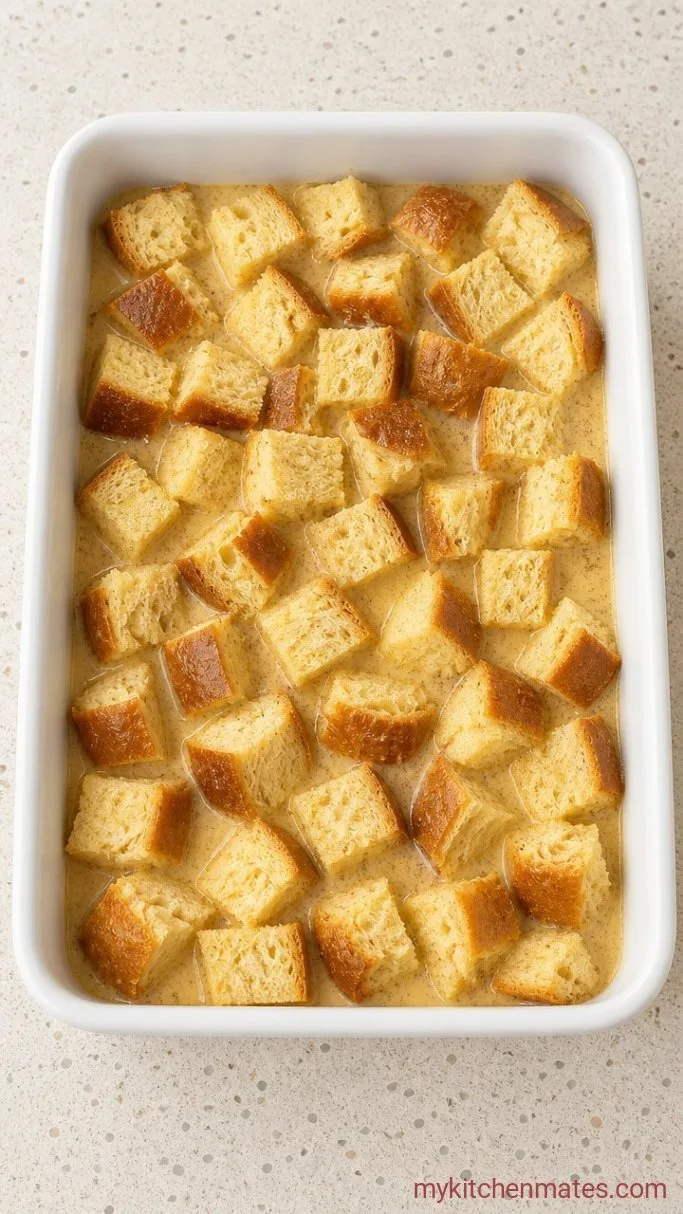 Make-Ahead Overnight French Toast Casserole Step 1: Assemble the Bread and Custard