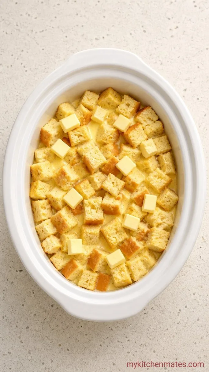 Overnight Crockpot French Toast Casserole Step 1: Assemble the Casserole