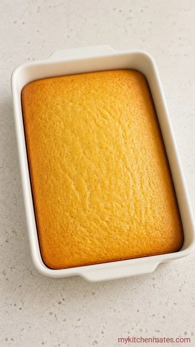 Coconut Poke Cake with Coconut Cream Soak Step 1: Bake the Cake Base
