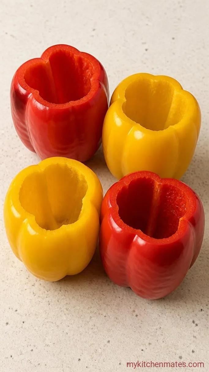Classic Stuffed Peppers with Rice and Beef Step 1: Blanch the Peppers
