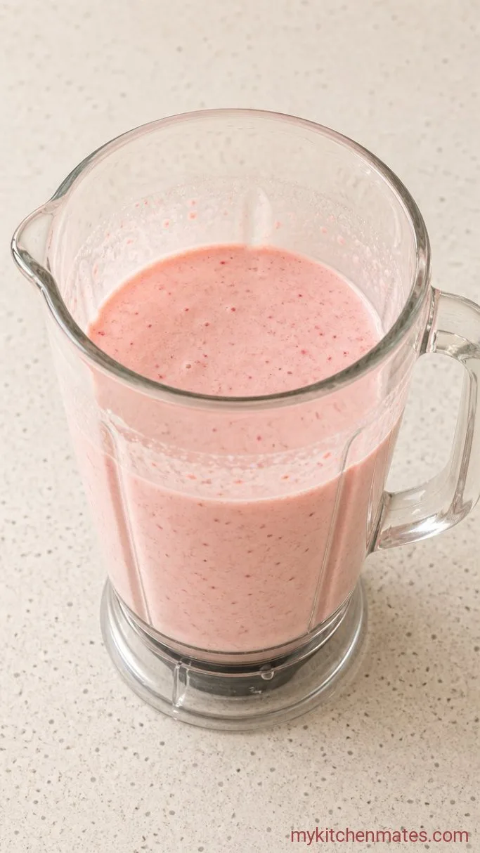 3-Ingredient Strawberry Cottage Cheese Ice Cream Step 1: Blend the Base