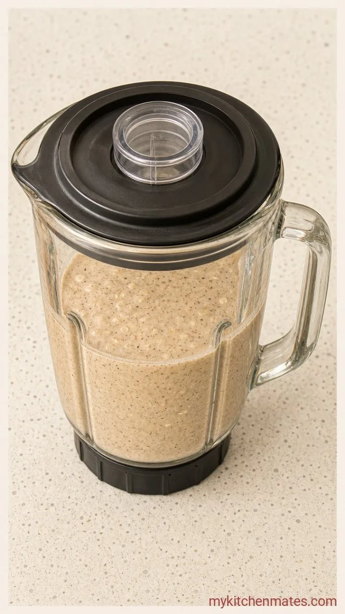 3-Ingredient Banana Oat Pancakes Step 1: Blend the Batter