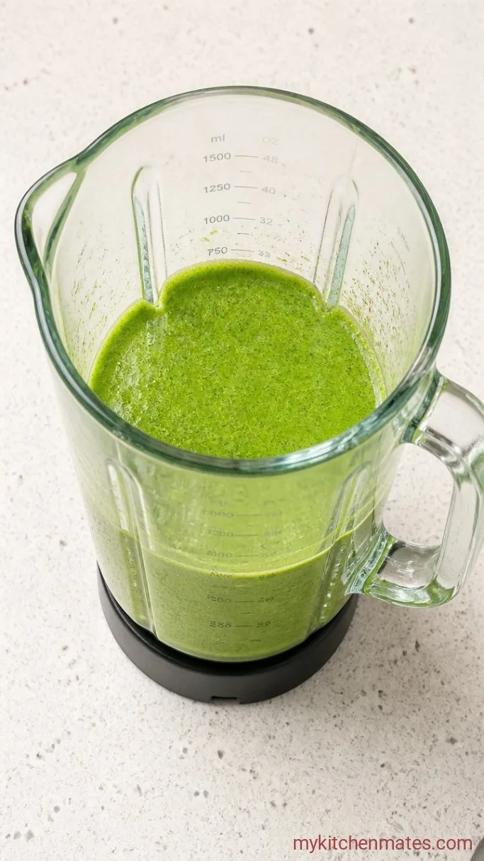 5-Ingredient Toddler Smoothie (With Hidden Greens) Step 1: Blend the Greens and Milk