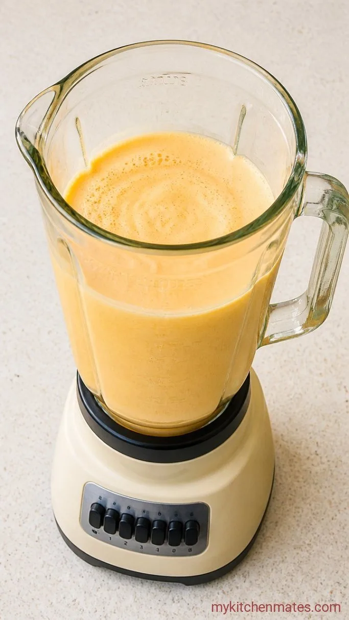 Creamy 3-Ingredient Orange Creamsicle Drink Step 1: Blend the Ingredients