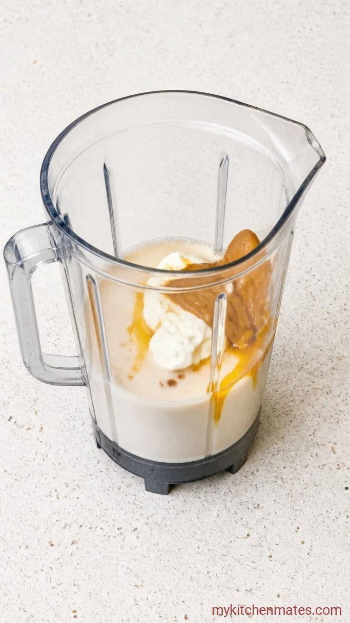 Creamy Chia Banana Boost Smoothie Step 1: Blend the Liquid Base