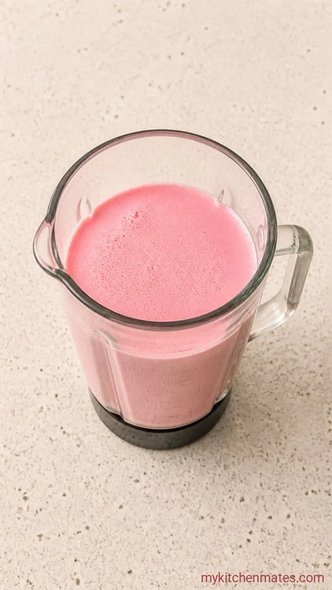 4-Ingredient Strawberry Chia Pudding Step 1: Blend the Strawberry Milk