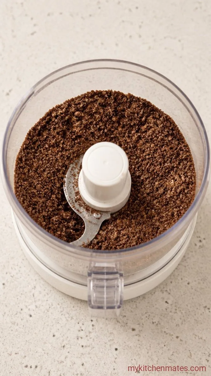 Fudgy 4-Ingredient No-Bake Brownie Bites Step 1: Blitz the Walnuts and Cocoa
