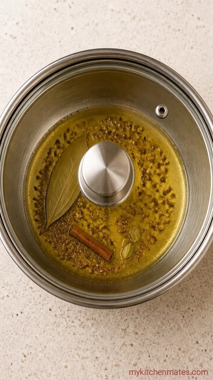 30-Minute Palak Rice (Indian Spinach Rice) Step 1: Bloom the Whole Spices