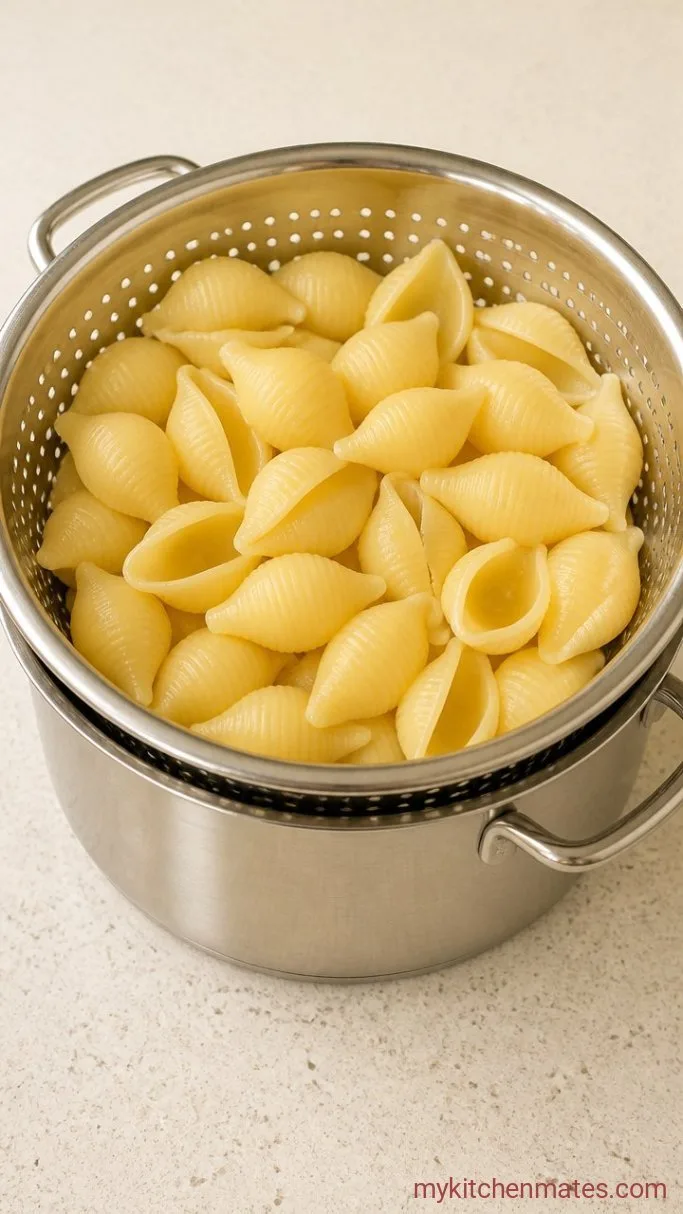 Creamy Three-Cheese Stuffed Shells Step 1: Boil and Drain the Shells