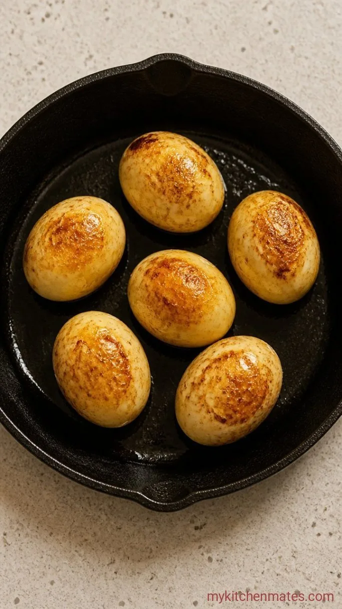 Step 1: Boil and Sear the Eggs