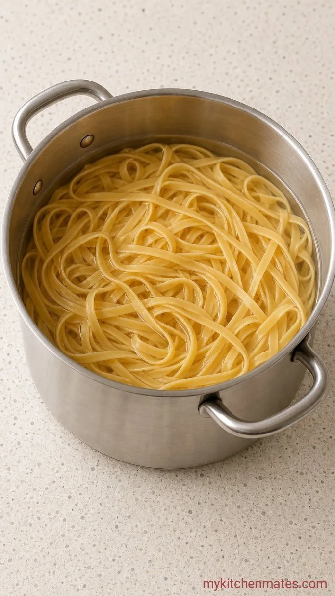 Creamy Shrimp Fettuccine Alfredo in 30 Minutes Step 1: Boil the Fettuccine