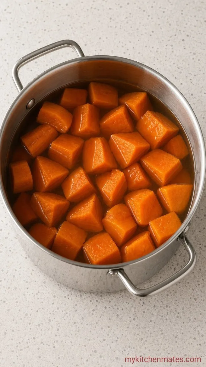 Creamy Sweet Potato Casserole with Pecan Topping Step 1: Boil the Sweet Potatoes