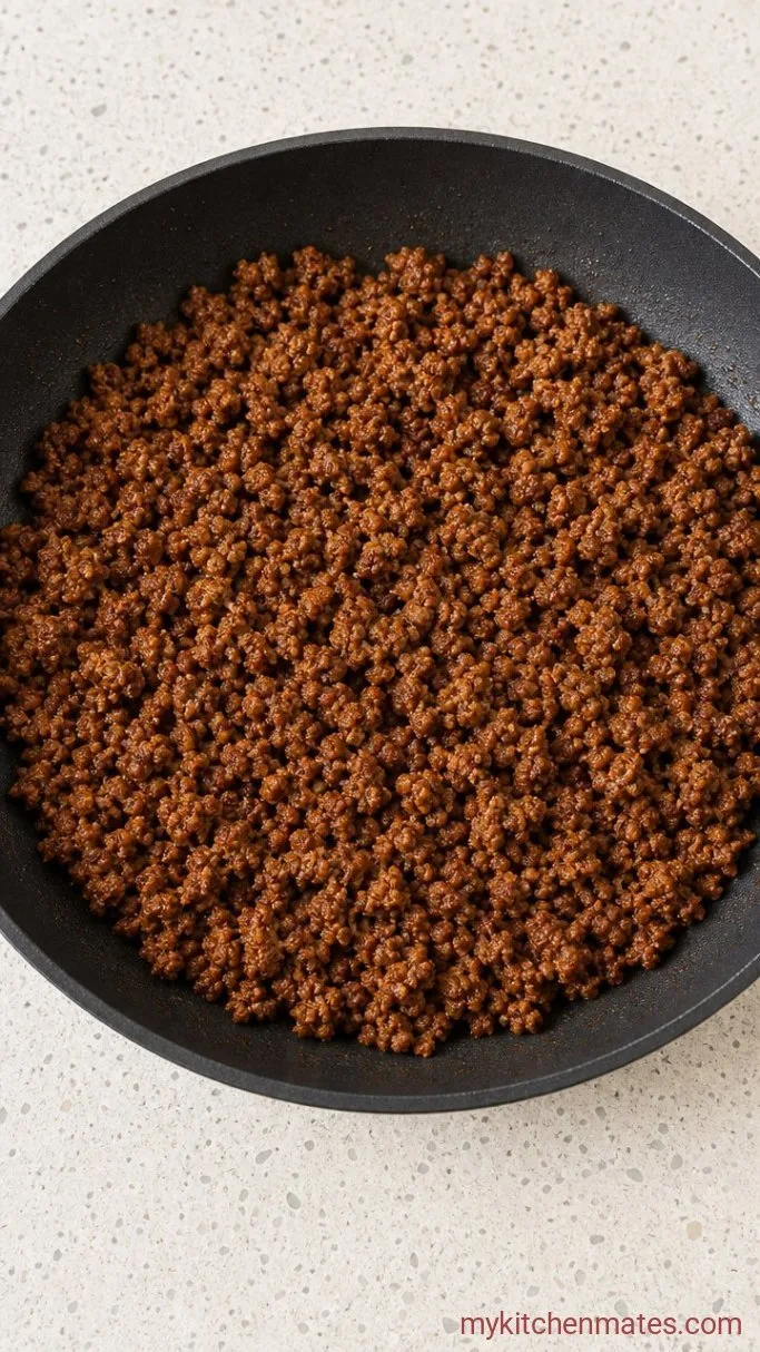 Seven-Layer Dip with Seasoned Ground Beef Step 1: Brown and Season the Ground Beef