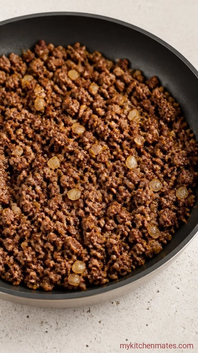 Cheesy Mexican Tater Tot Casserole Step 1: Brown the Beef and Aromatics
