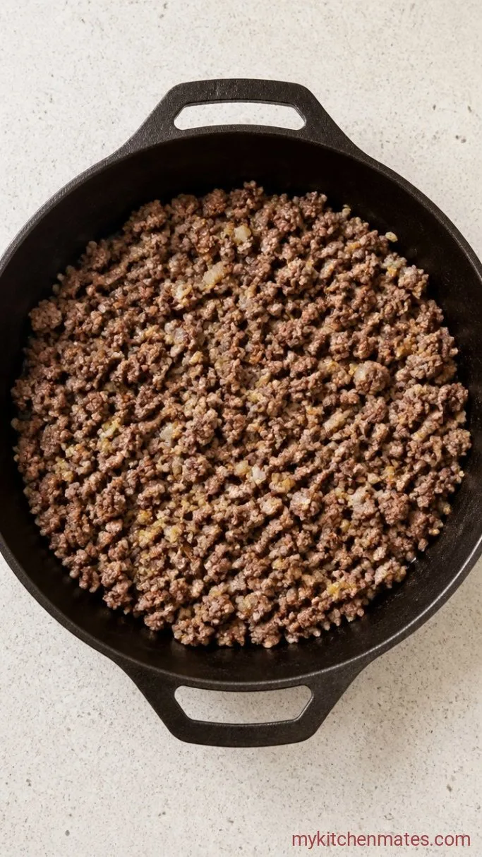 One-Pot Cowboy Mac and Cheese Step 1: Brown the Beef and Aromatics